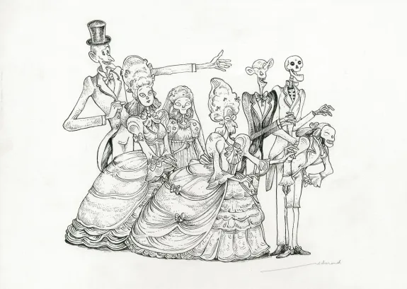 Illustration noir et blanc, L'Étrange Réveillon, Lionel Richerand