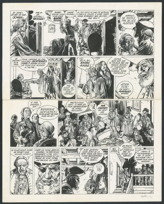 Planche noir et blanc, Barbe-Rouge, Les Révoltés de la Jamaïque (T.25), Patrice Pellerin