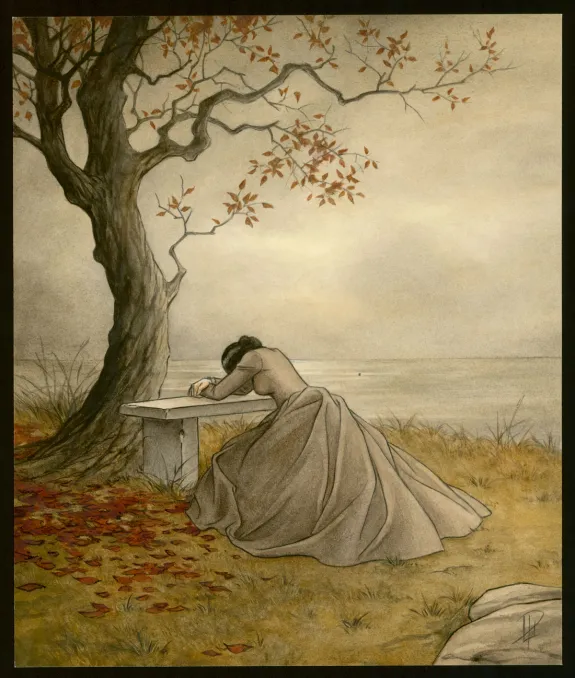 Colored illustration, Victor Hugo, aux Frontières de l'Exil, Laurent Paturaud