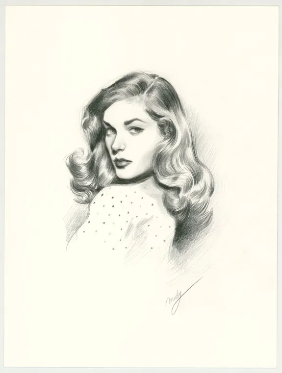 Illustration noir et blanc, Pin-up Art, Maly Siri