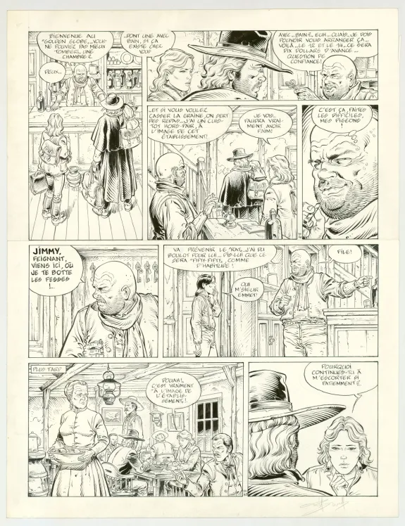Planche noir et blanc, Durango, "Loneville" (T.7), Yves Swolfs