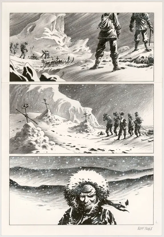 Planche noir et blanc, Hommes à la mer,  Riff Reb's