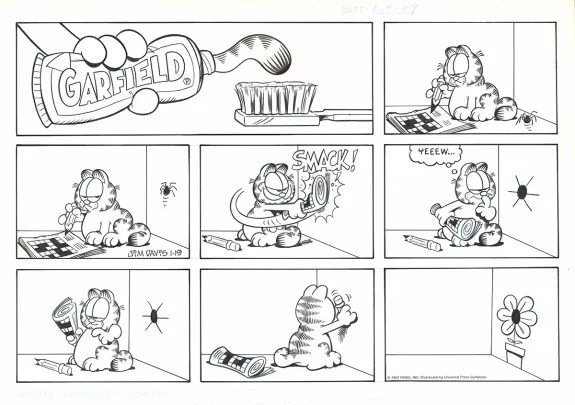 Black and white original page, Garfield, Jim Davis