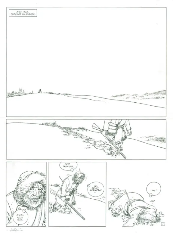 Black and white original page, L'Épervier, La Mission (T.7), Patrice Pellerin