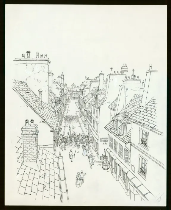 Black and white illustration, Victor Hugo, aux Frontières de l'Exil, Laurent Paturaud