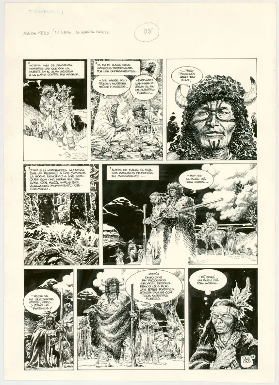 Planche noir et blanc, Manos Kelly, La Guerra Cayuso (T.4), Antonio Hernandez Palacios