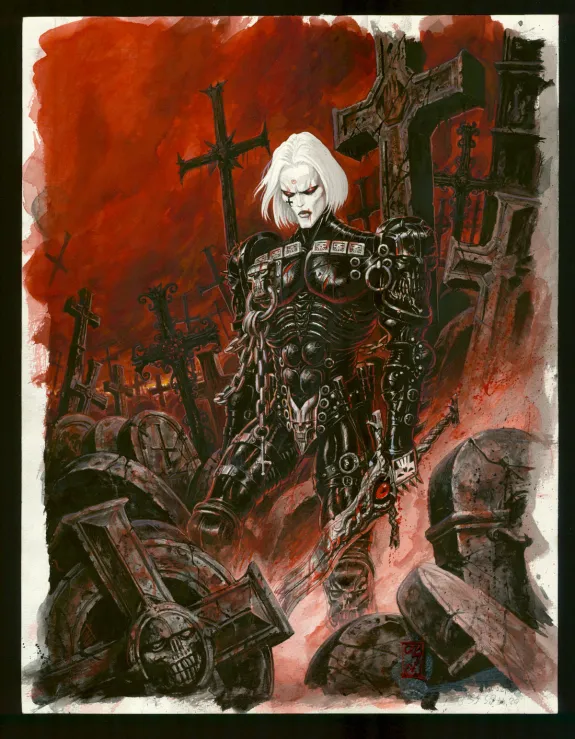 Illustration couleur, Requiem Chevalier Vampire, Le Bal des Vampires (T.4), Olivier Ledroit