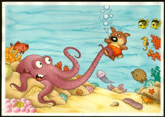 Colored illustration, Mini-Loup, Philippe Matter