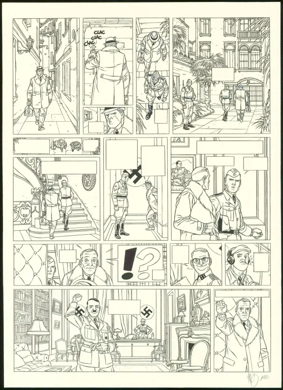 Planche noir et blanc, Kaplan & Masson, Il faut sauver Hitler (T.2), Jean-Christophe Thibert