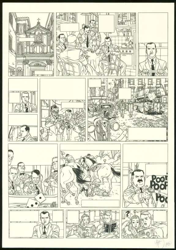 Planche noir et blanc, Kaplan & Masson, Il faut sauver Hitler (T.2), Jean-Christophe Thibert