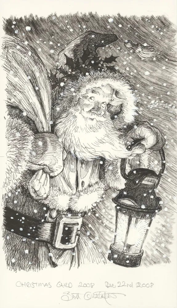 Black and white illustration, Scott Gustafson