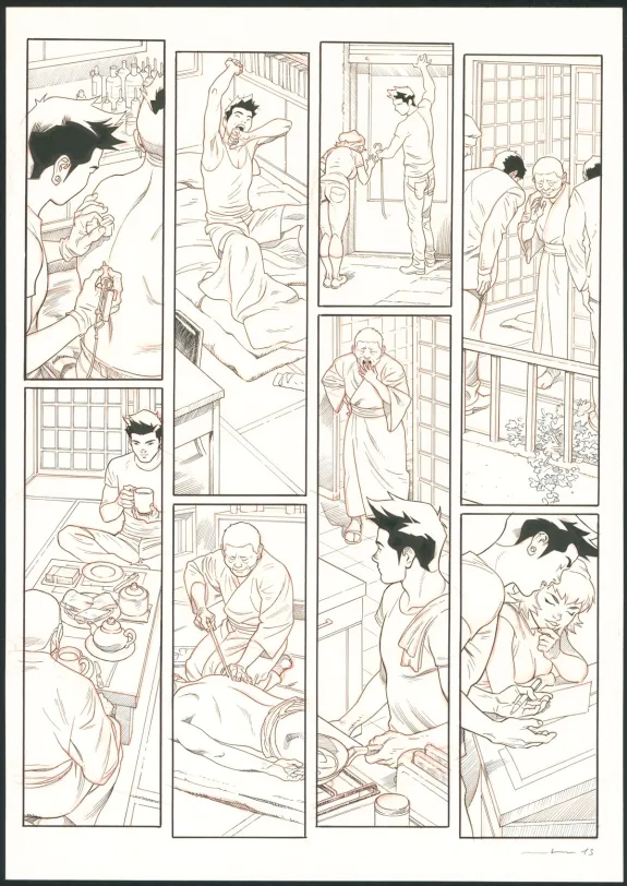 Planche noir et blanc, Tebori, Marcial Toledano