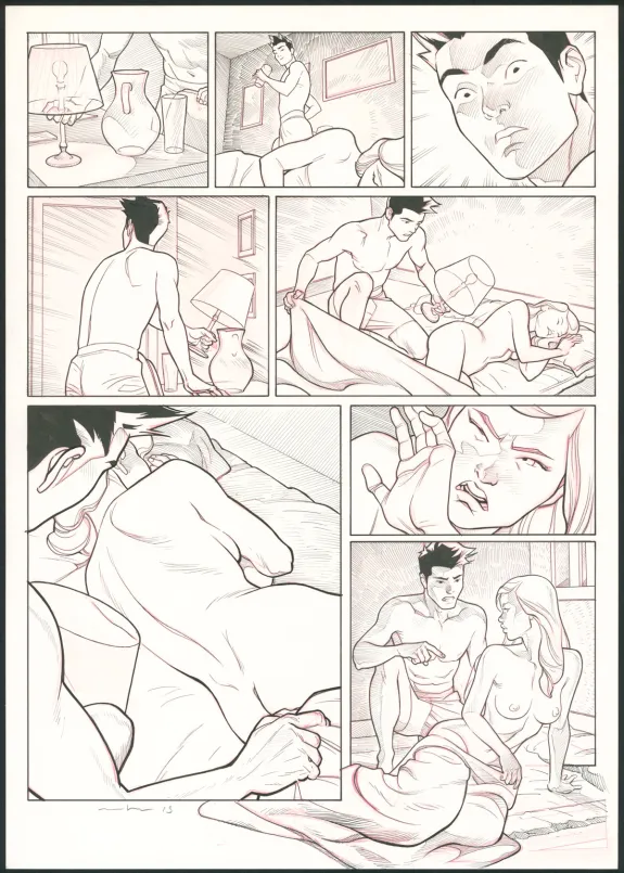 Planche noir et blanc, Tebori, Marcial Toledano