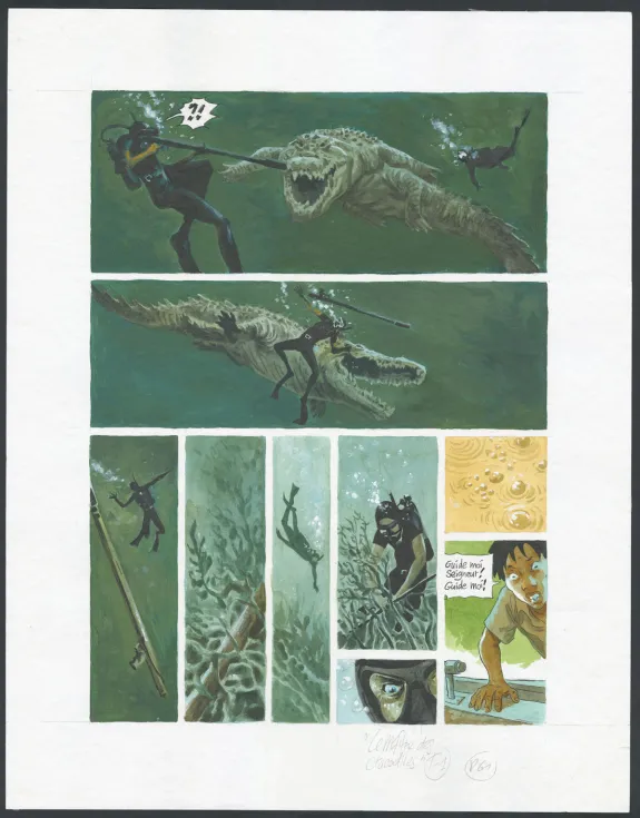 Planche couleur, Le Maître des Crocodiles , Jean Denis Pendanx