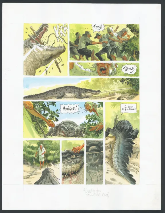 Colored original page, Le Maître des Crocodiles , Jean Denis Pendanx