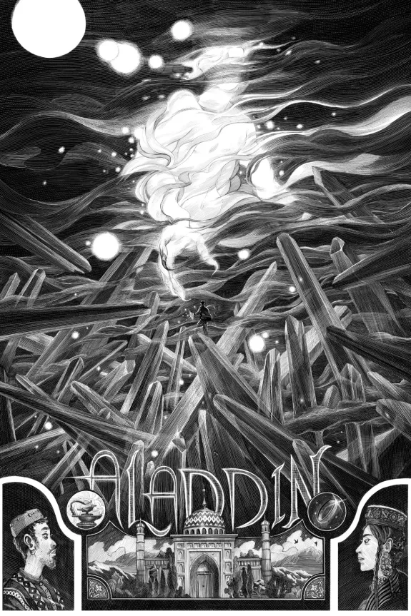 Black and white illustration, Nicolas Delort