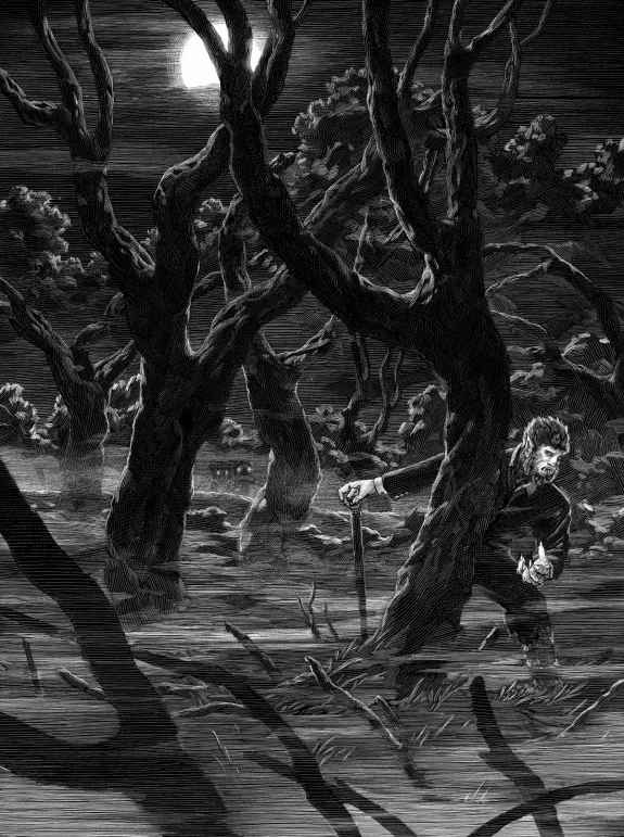 Black and white illustration, Nicolas Delort