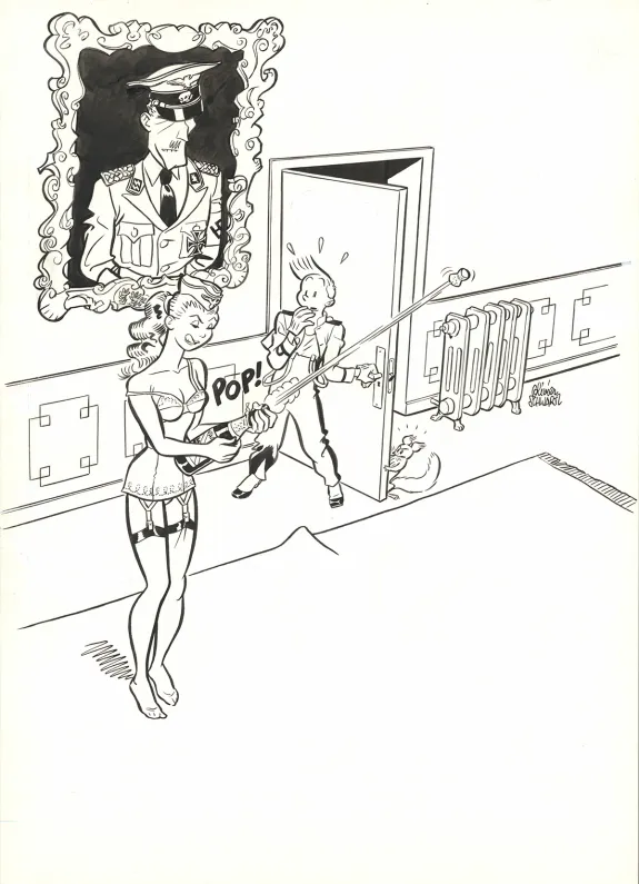 Black and white illustration, Une Aventure de Spirou et Fantasio, Le Groom vert-de-gris (T.5), Olivier Schwartz