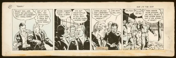 Black and white original page, Terry and the Pirates, Milton Caniff