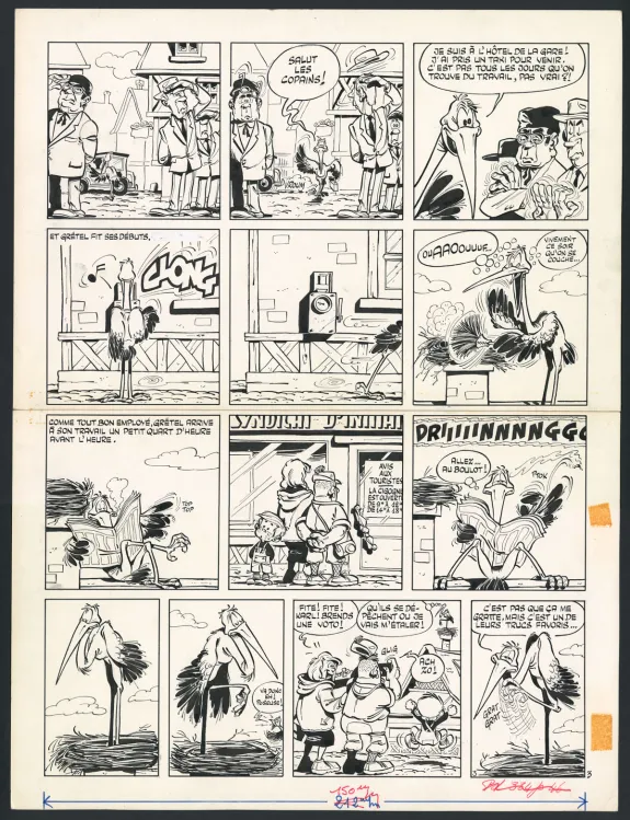 Black and white original page, Les Dingodossiers , Marcel Gotlib