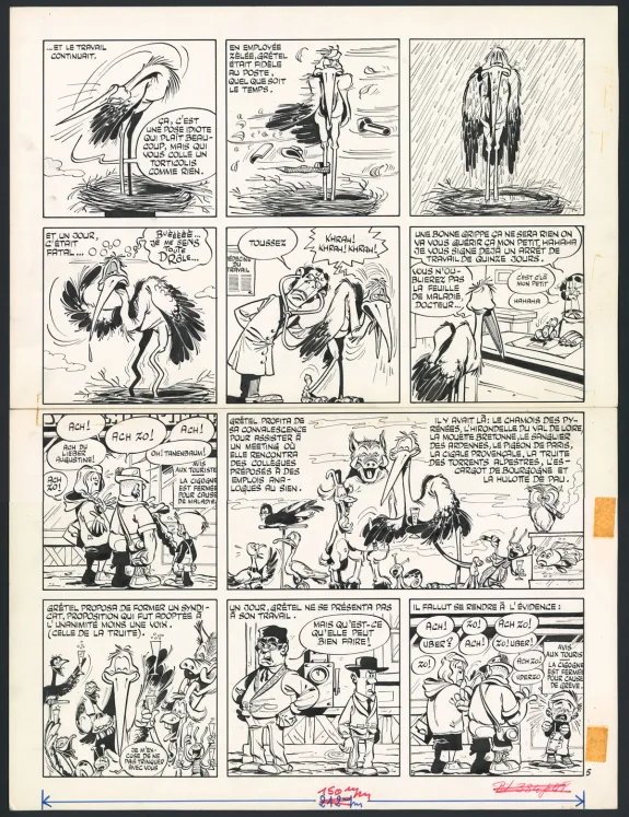 Black and white original page, Les Dingodossiers , Marcel Gotlib