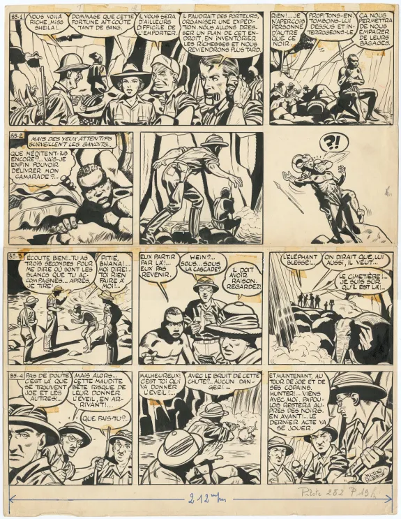 Planche noir et blanc, Tiger Joe, La Piste de l'Ivoire (T.2), Victor Hubinon