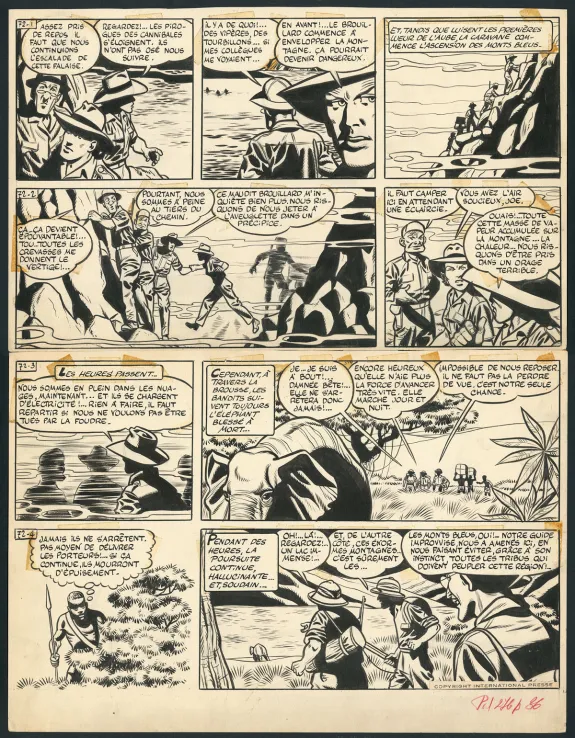 Black and white original page, Tiger Joe, La Piste de l'Ivoire (T.2), Victor Hubinon