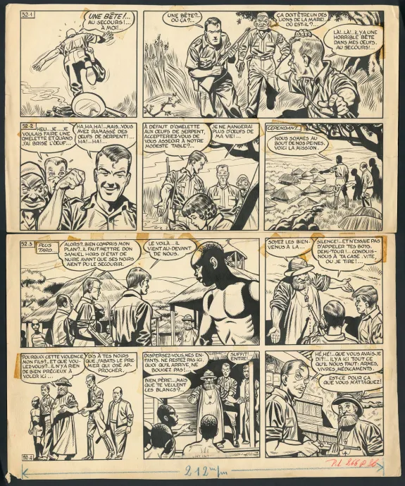Planche noir et blanc, Tiger Joe, La Piste de l'Ivoire (T.2), Victor Hubinon