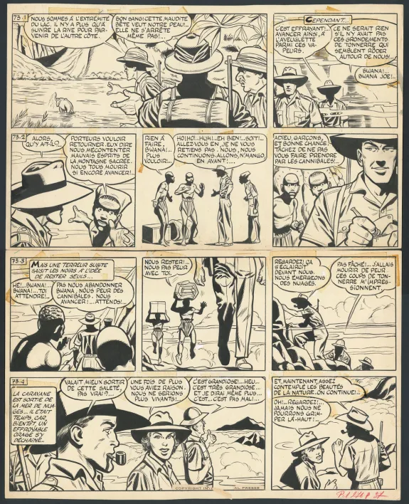 Planche noir et blanc, Tiger Joe, La Piste de l'Ivoire (T.2), Victor Hubinon