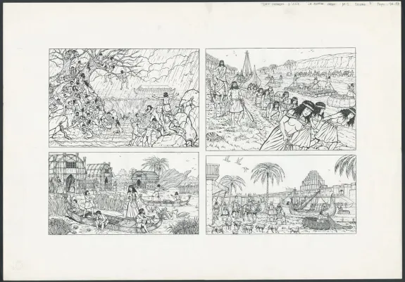 Illustration noir et blanc, Les Voyages d'Alix, La Marine Antique (T.4), Marc Henniquiau
