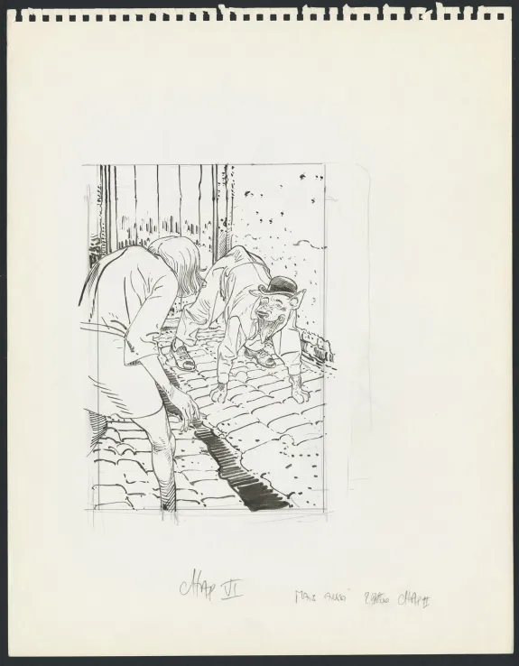Black and white illustration, François Boucq