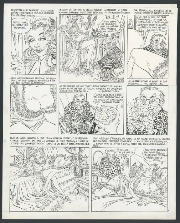 Black and white illustration, La dérisoire effervescence des comprimés, François Boucq