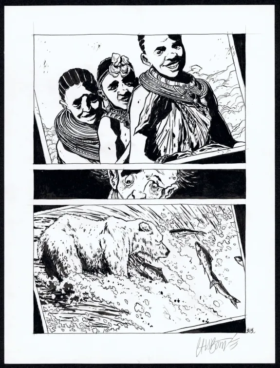 Black and white original page, Tout seul, Christophe Chabouté