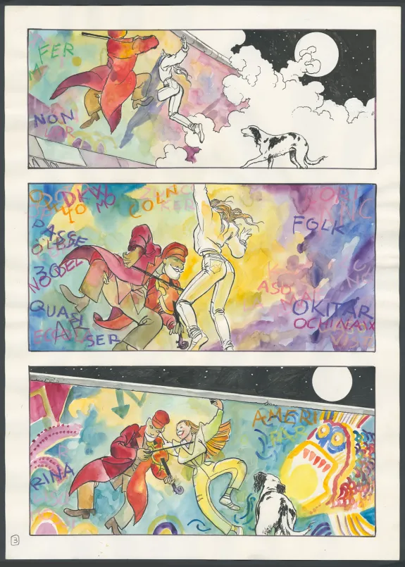 Colored original page, Après le Mur..., Milo Manara