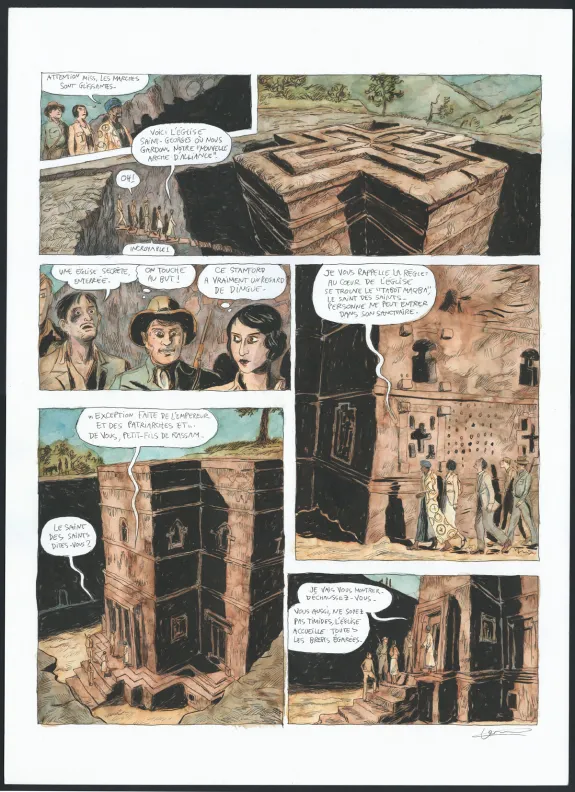 Planche couleur, Renée Stone (Une aventure de), Meurtre en Abyssinie (T.1), Clément Oubrerie