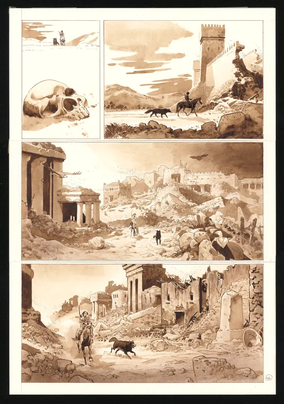 Colored original page, Le Cœur des Amazones, Christian Rossi
