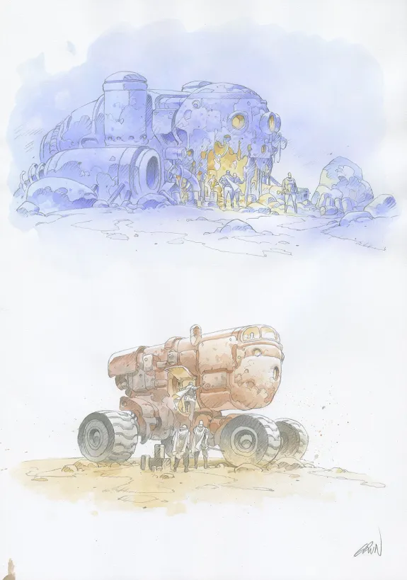Illustration couleur, On Mars, Les Solitaires (T.2),  Grun
