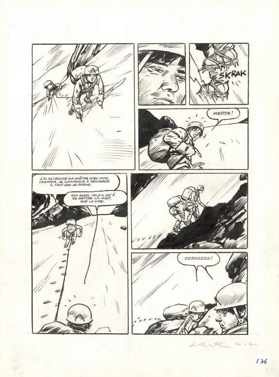 Black and white original page, Ailefroide, altitude 3954, Jean-Marc Rochette