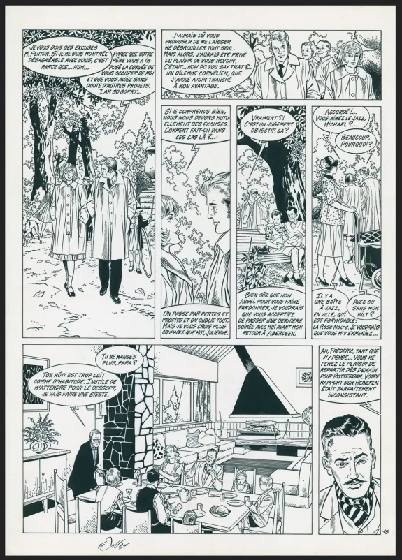 Black and white original page, Les Maîtres de l'orge, Julienne, 1950 (T.5), Francis Vallès