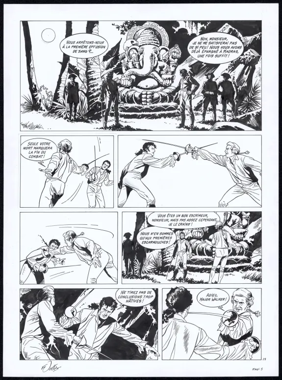 Black and white original page, Rani, Sauvage (T.5), Francis Vallès