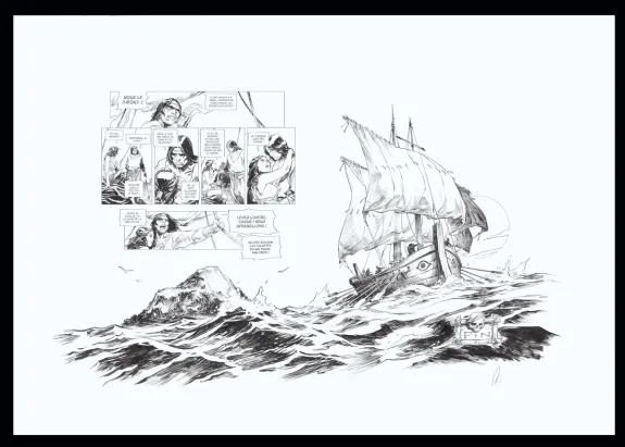 Planche noir et blanc, Conan le Cimmérien, Chimères de fer dans la clarté lunaire (T.6), Virginie Augustin