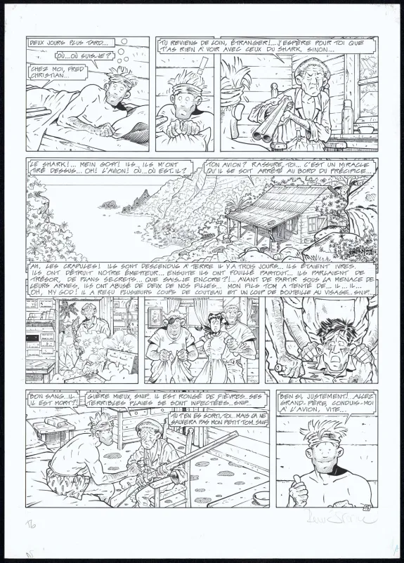 Planche noir et blanc, Adler, L'Île perdue (T.6), René Sterne