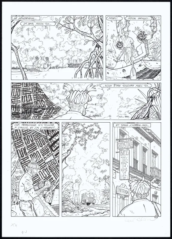 Planche noir et blanc, Adler, La Jungle rouge (T.7), René Sterne