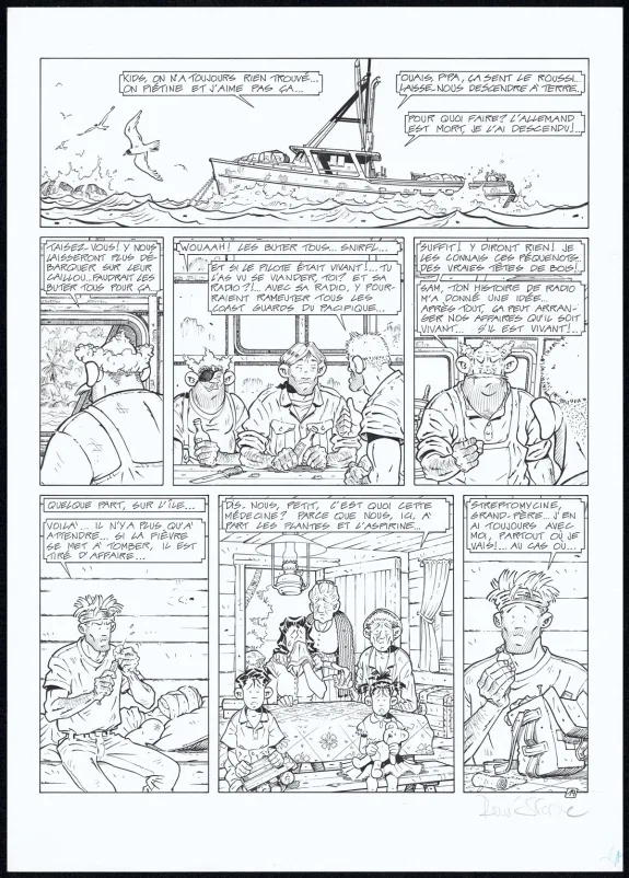 Planche noir et blanc, Adler, L'Île perdue (T.6), René Sterne