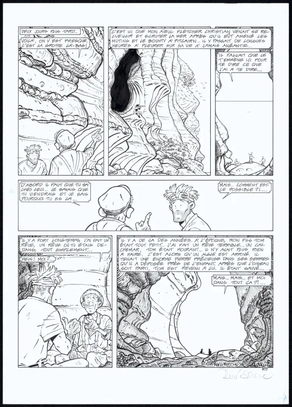 Planche noir et blanc, Adler, L'Île perdue (T.6), René Sterne