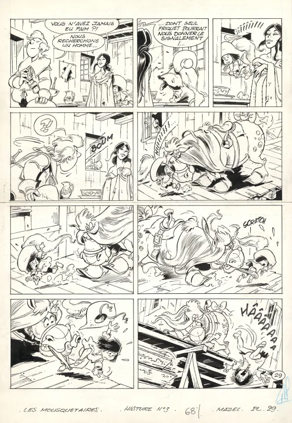 Planche noir et blanc, Les Mousquetaires, La Tour de Nesle (T.6),  Mazel