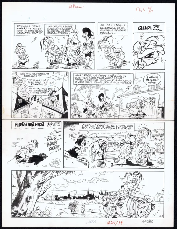 Planche noir et blanc, Les Mousquetaires, Câline et Calebasse Les Mousquetaires  (T.1),  Mazel