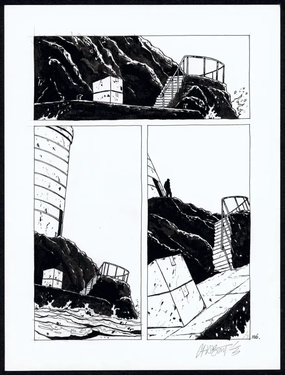 Black and white original page, Tout seul, Christophe Chabouté