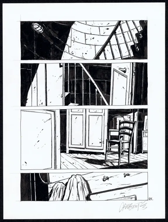 Black and white original page, Tout seul, Christophe Chabouté