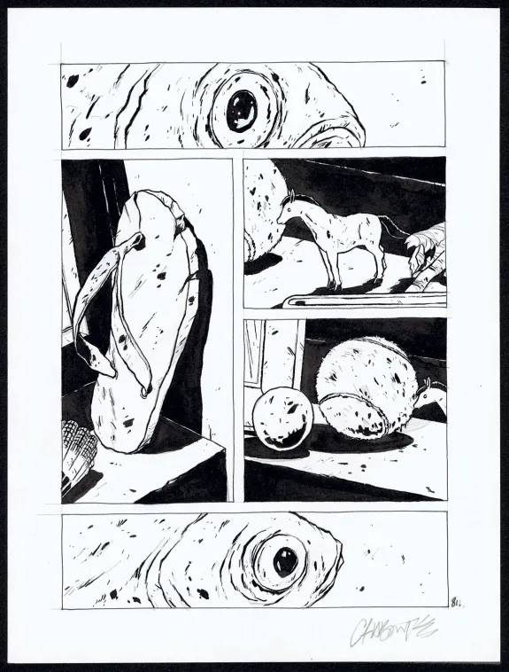 Black and white original page, Tout seul, Christophe Chabouté